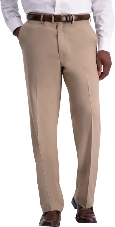 Haggar Premium Comfort Classic Fit Flat Front Dress Pant In Brown