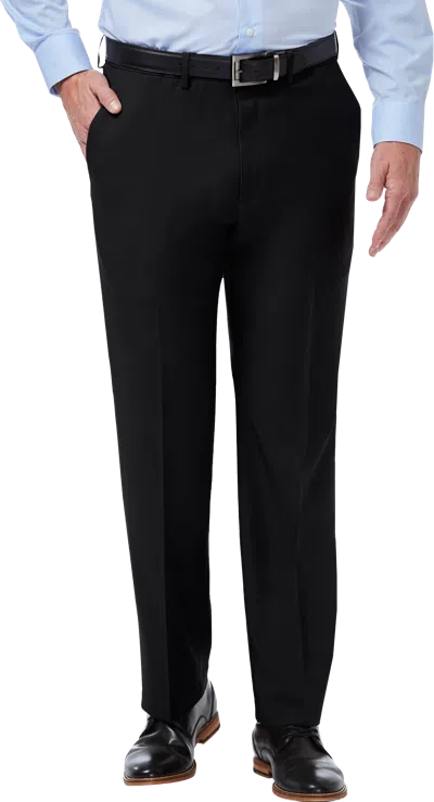 Haggar Premium Comfort Classic Fit Flat Front Dress Pant In Black