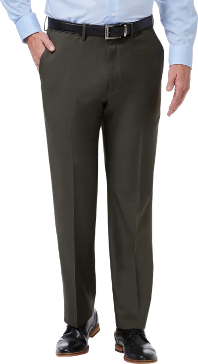 Haggar Premium Comfort Classic Fit Flat Front Dress Pant Charcoal In Gray