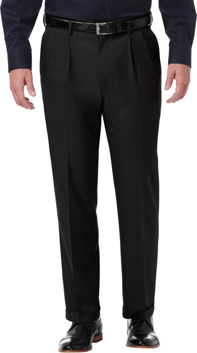 Haggar Premium Comfort Classic Fit Pleat Front Pant In Black