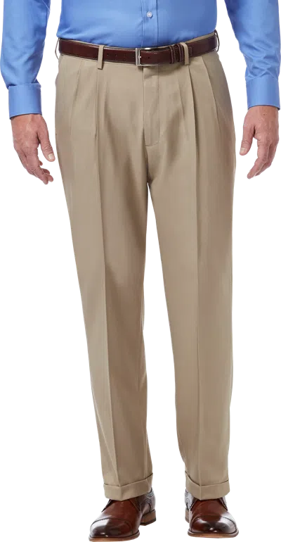 Haggar Premium Comfort Classic Fit Pleat Front Pant In Brown