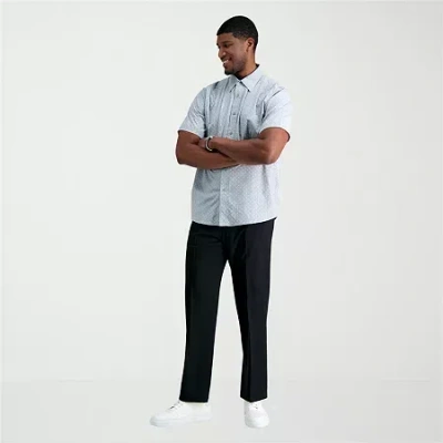 Haggar Premium Comfort Expandable Waist Mens Classic Fit Big And Tall Dress Flat Front Pant In Black