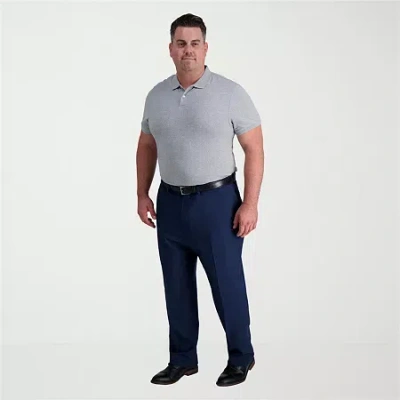 Haggar Premium Comfort Expandable Waist Mens Classic Fit Big And Tall Dress Flat Front Pant In Multi