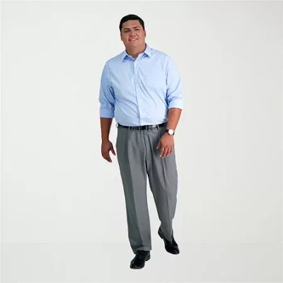 Haggar Premium Comfort Expandable Waist Mens Classic Fit Big And Tall Dress Flat Front Pant In Gray