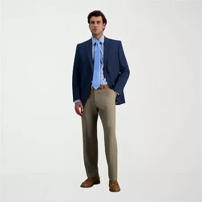Haggar Premium Comfort Melange Broken Twill Mens Straight Fit Dress Flat Front Pant In Brown