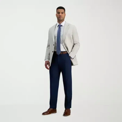 Haggar Premium Comfort Mens Classic Fit Dress Flat Front Pant In Blue