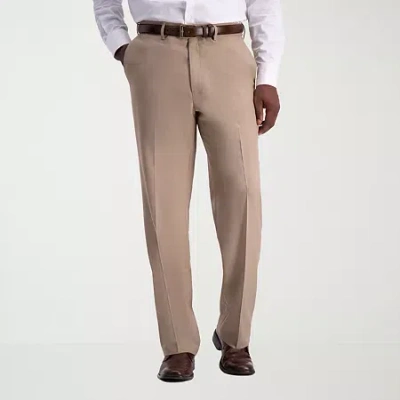 Haggar Premium Comfort Mens Classic Fit Dress Flat Front Pant In Brown