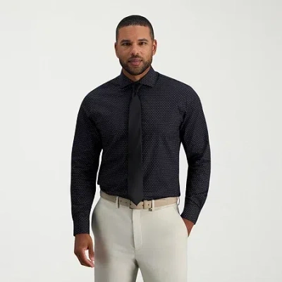 Haggar Premium Comfort Mens Classic Fit Easy Care Long Sleeve Dress Shirt In Black