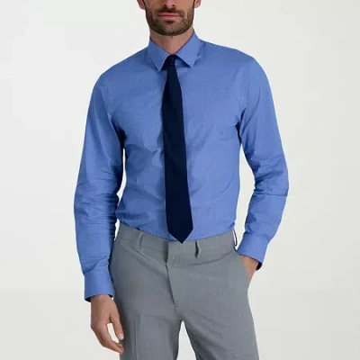 Haggar Premium Comfort Mens Classic Fit Easy Care Long Sleeve Dress Shirt In Blue