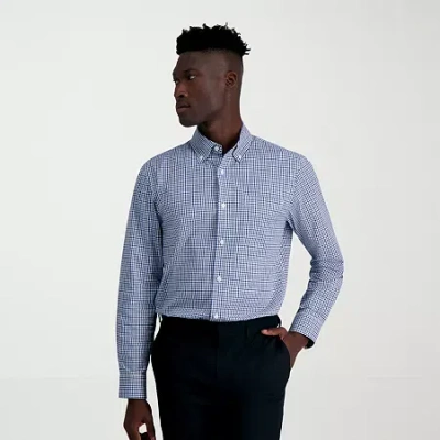 Haggar Premium Comfort Mens Classic Fit Easy Care Long Sleeve Dress Shirt In Blue