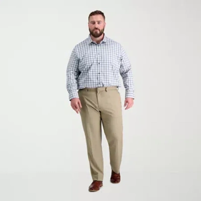Haggar Premium Comfort Mens Comfort Waistband Straight Fit Big And Tall Dress Flat Front Pant In Neutral