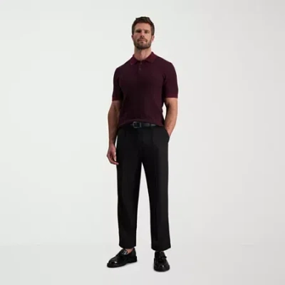 Haggar Premium Comfort Mens Cuffed Classic Fit Dress Pleated Pant In Black