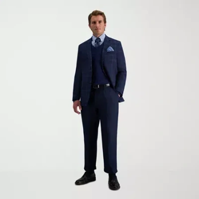 Haggar Premium Comfort Mens Cuffed Classic Fit Dress Pleated Pant In Blue