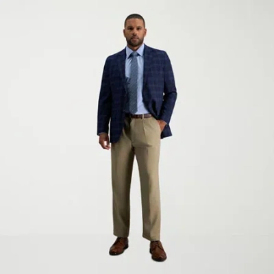 Haggar Premium Comfort Mens Cuffed Classic Fit Dress Pleated Pant In Neutral