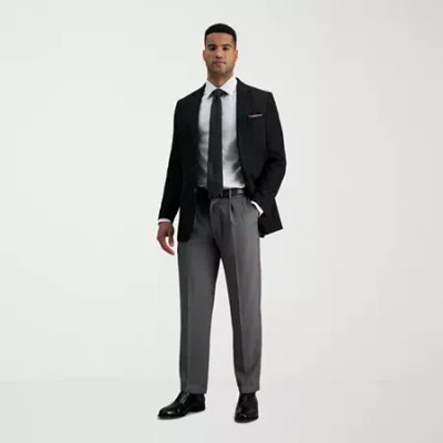 Haggar Premium Comfort Mens Cuffed Classic Fit Dress Pleated Pant In Gray