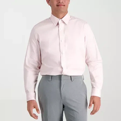 Haggar Premium Comfort Mens Slim Fit Long Sleeve Dress Shirt In Pink