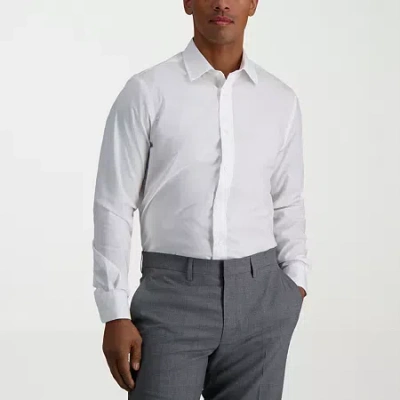 Haggar Premium Comfort Mens Slim Fit Long Sleeve Dress Shirt In White