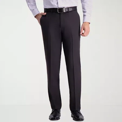 Haggar Premium Comfort Mens Straight Fit Dress Flat Front Pant In Black