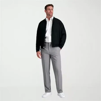 Haggar Premium Comfort Mens Straight Fit Dress Flat Front Pant In Blue
