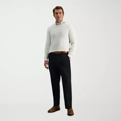 Haggar Premium No Iron Khaki Mens Classic Fit Flat Front Pant In Black
