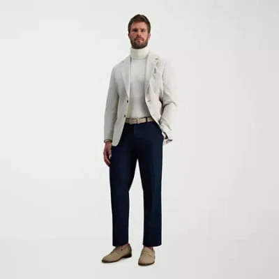 Haggar Premium No Iron Khaki Mens Classic Fit Flat Front Pant In Blue