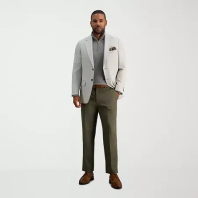 Haggar Premium No Iron Khaki Mens Classic Fit Flat Front Pant In Green