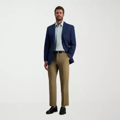 Haggar Premium No Iron Khaki Mens Classic Fit Flat Front Pant In Brown