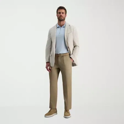 Haggar Premium No Iron Khaki Mens Classic Fit Pleated Pant In Neutral