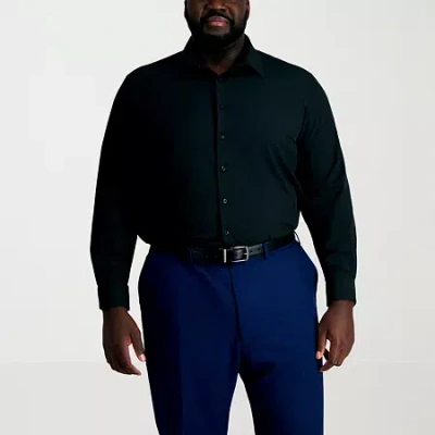 Haggar Smart Wash Big And Tall Mens Classic Fit Easy Care Long Sleeve Dress Shirt In Black