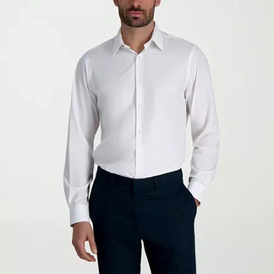Haggar Smart Wash Mens Classic Fit Easy Care Long Sleeve Dress Shirt In White