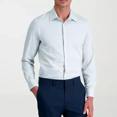 Haggar Smart Wash Mens Slim Fit Easy Care Long Sleeve Dress Shirt In Blue