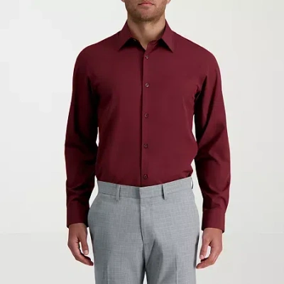 Haggar Smart Wash Mens Slim Fit Easy Care Long Sleeve Dress Shirt In Red