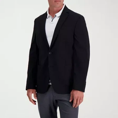 Haggar Smart Wash Tailored Highland Mens Stretch Fabric Modern Fit Blazer In Black
