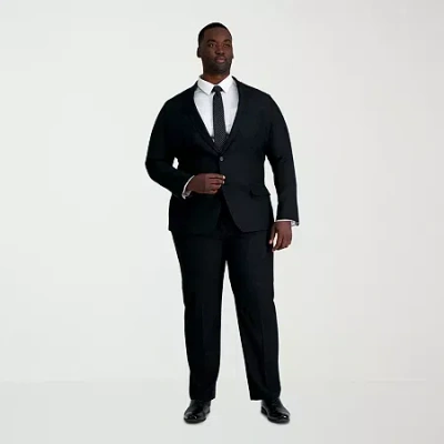Haggar Smart Wash With Repreve Mens Big And Tall Classic Fit Flat Front Suit Pant In Black