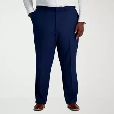 Haggar Smart Wash With Repreve Mens Big And Tall Classic Fit Flat Front Suit Pant In Blue