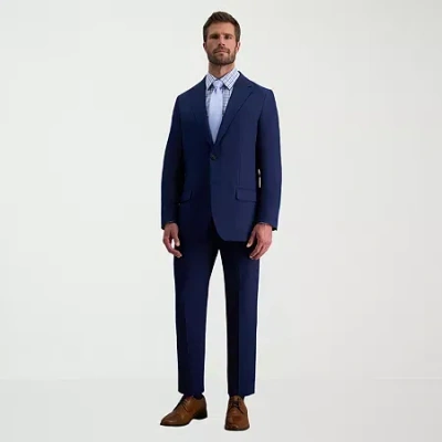 Haggar Smart Wash With Repreve Mens Stretch Fabric Classic Fit Flat Front Suit Pant In Blue