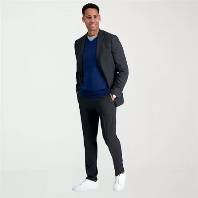 Haggar Smart Wash With Repreve Mens Stretch Fabric Slim Fit Flat Front Suit Pant In Gray
