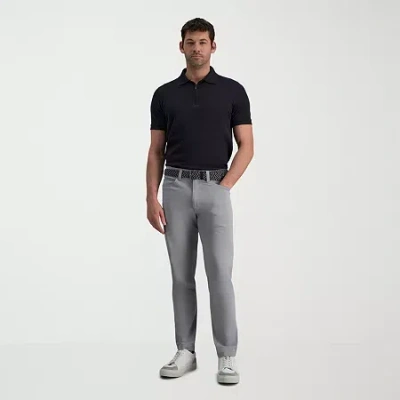 Haggar Sport Mens Straight Fit Flat Front Pant In Gray