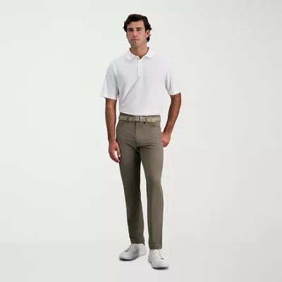 Haggar Sport Travel Performance 5 Pocket Mens Straight Fit Flat Front Pant In Green