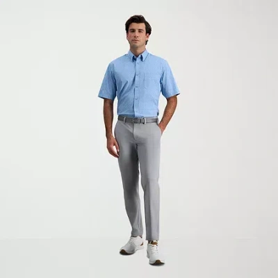 Haggar Sport Travel Performance Mens Comfort Waistband Straight Fit Flat Front Pant In Gray