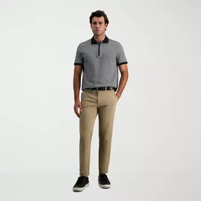 Haggar Sport Travel Performance Mens Comfort Waistband Straight Fit Flat Front Pant In Neutral
