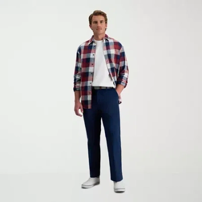 Haggar Stretch Corduroy Mens Classic Fit Flat Front Pant In Blue