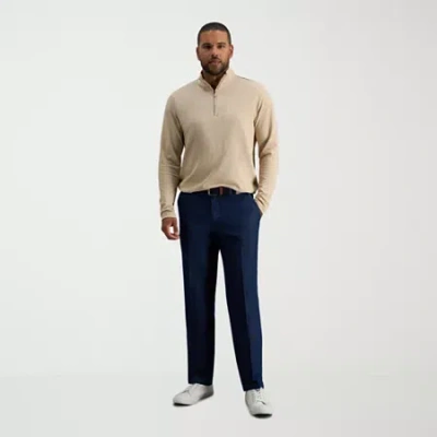Haggar Stretch Corduroy Mens Classic Fit Flat Front Pant In Blue