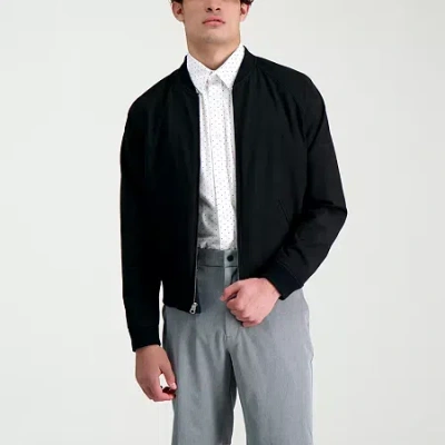 Haggar Stretch Gabardine Mens Lightweight Bomber Jacket In Black