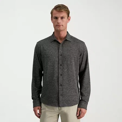 Haggar Stretch Twill Mens Long Sleeve Regular Fit Button-down Shirt In Gray