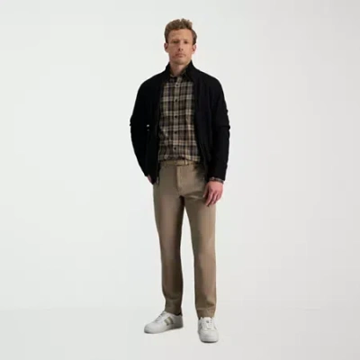 Haggar The Active Series City Flex 5 Pocket Cotton Traveler Mens Comfort Waistband Straight Fit Flat Front  In Brown