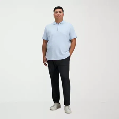Haggar Travel Performance Mens Straight Fit Big And Tall Flat Front Pant In Blue