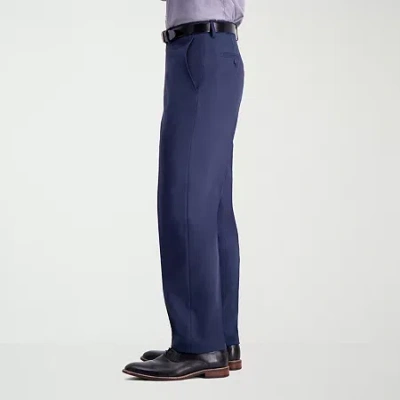 Haggar Travel Performance Tailored Mens Stretch Fabric Modern Fit Flat Front Suit Pant In Blue