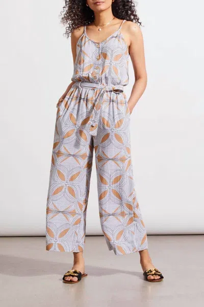 Haggar Tribal Button Front & Sash Jumpsuit In Caramel In Brown