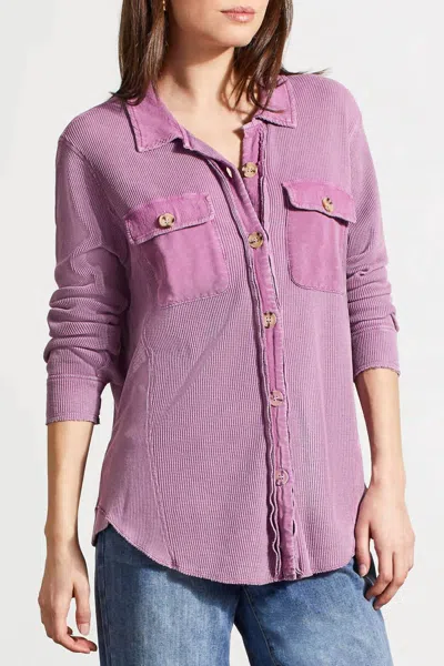 Haggar Tribal Cotton Button-up Shacket In Grape In Yellow